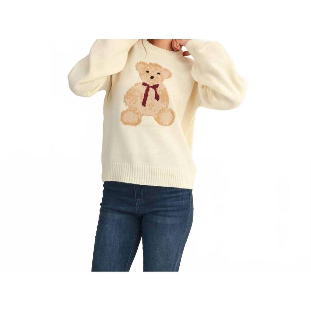 NEW STYLE USA beatrice teddy bear sweater in ivory